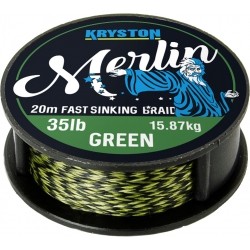 KRYSTON - MERLIN - Weed Green  35lb - 20m - Miękka plecionka przyponowa