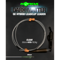 Korda - Dark Matter Leader QC Hybrid Clip Clear 40LB 50CM - zestaw antysplątaniowy z bezpiecznym klipsem